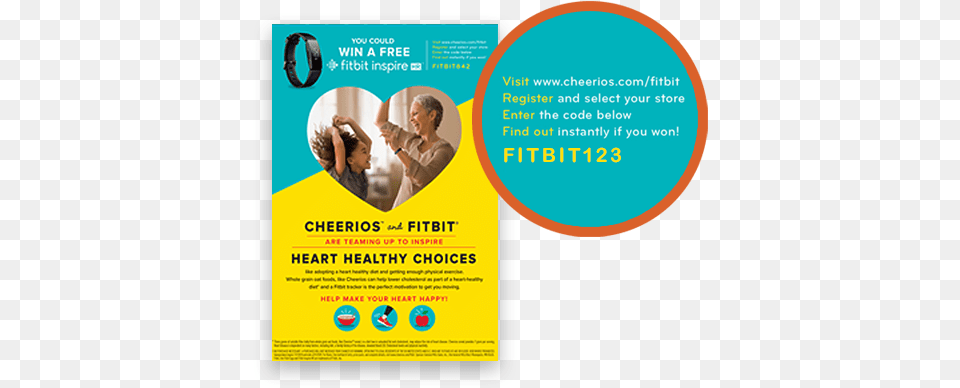 Heart Health Promotion With Fitbit You Could Win Cheerios Cheerios Fitbit Winning Code, Advertisement, Poster, Adult, Female Free Transparent Png