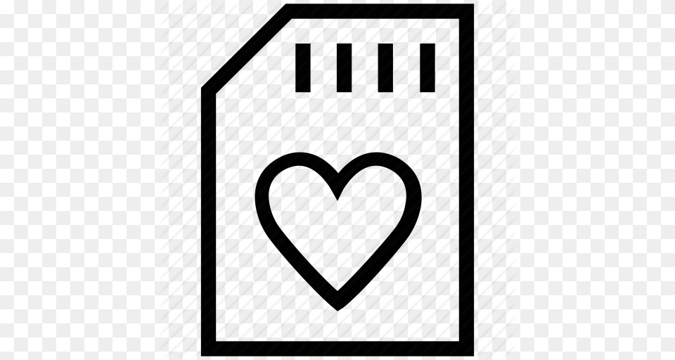 Heart Heart Memory Heart Shape Memory Memory Card Sim Card Icon, Symbol, Sign Png Image