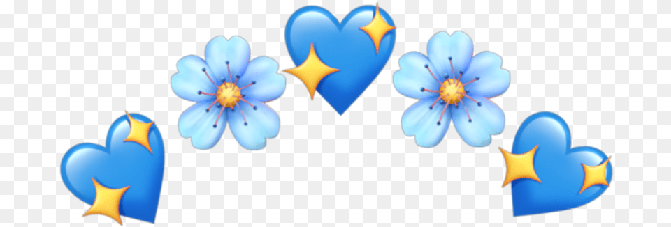 Heart Hearts Crown Flower Flowers Tumblr Blue Kawaii Transparent Background Blue Heart Emoji Crown, Plant Png Image