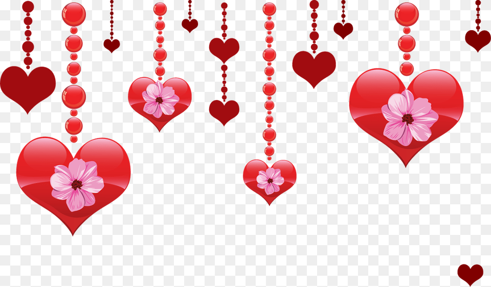 Heart Hearts Falling Hanging Flowers Falling Hearts, Accessories, Jewelry, Necklace Free Png