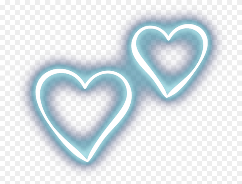 Heart Hearts Lightblue Blue Neon Twohearts Love Heart, Light Png