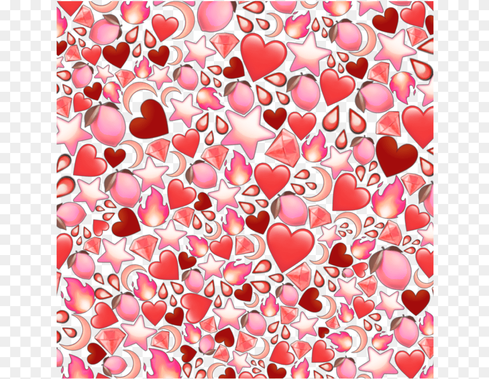 Heart Hearts Red Pink Emoji Emojibackground Background Picsart Stickers Emoji Background, Flower, Pattern, Petal, Plant Free Transparent Png