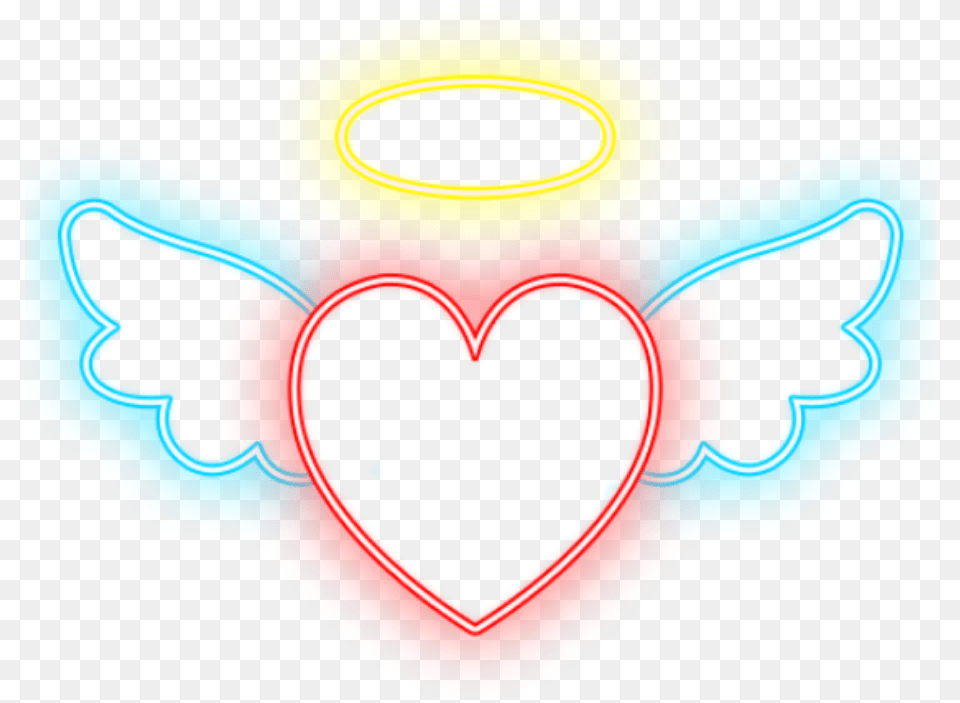 Heart Hearts Wings Halo Angel Neon Glowing Neonlight Heart Png