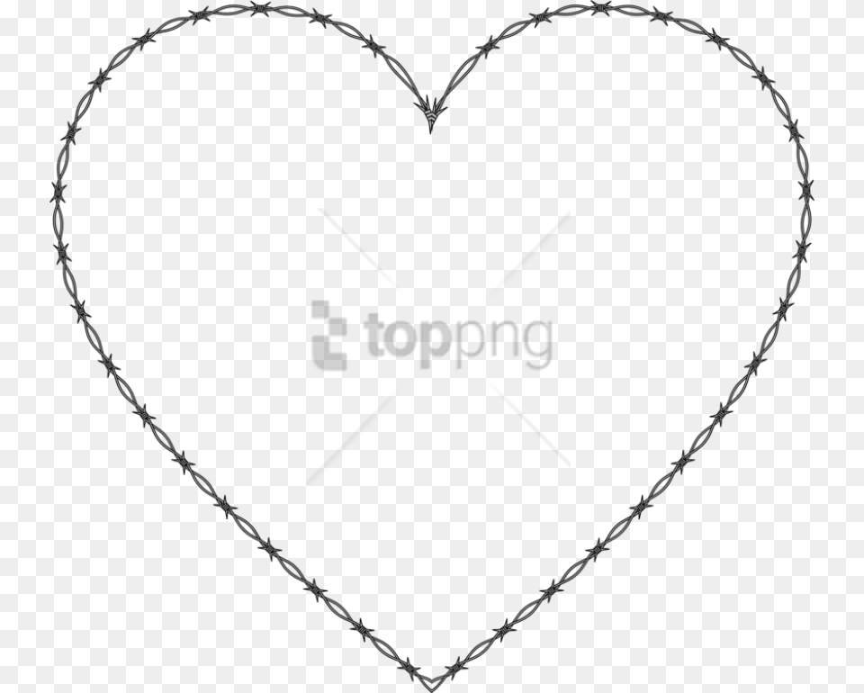 Heart Image With Transparent Barbed Wire Heart, Accessories, Jewelry, Necklace, Stencil Free Png Download