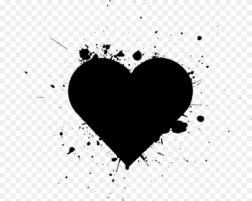 Heart Ink Splatter, Gray Png Image