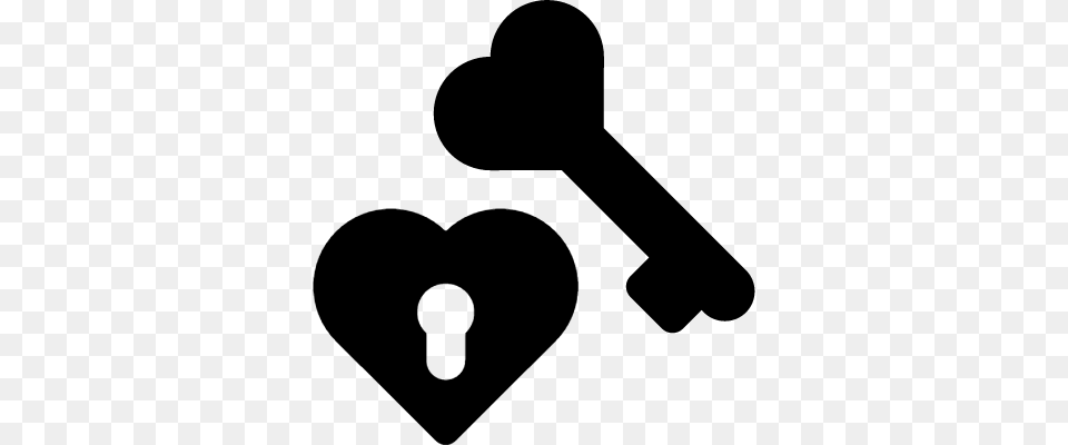 Heart Lock And Key Vector Llave Y Candado Corazon, Gray Free Png Download