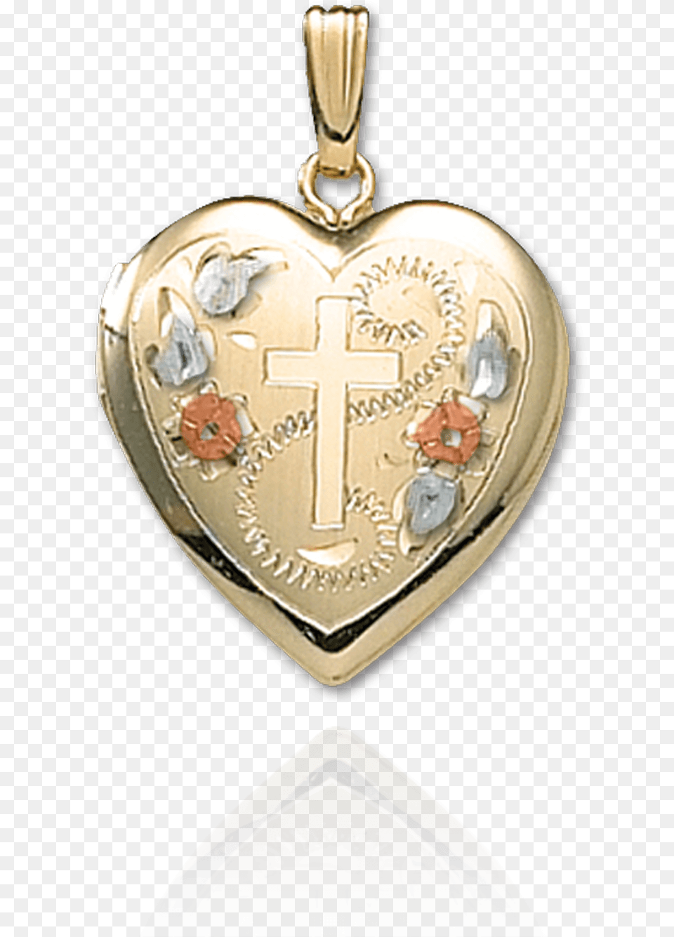 Heart Locket Engraved With Cross And Flower Design Locket, Accessories, Pendant, Jewelry Free Png