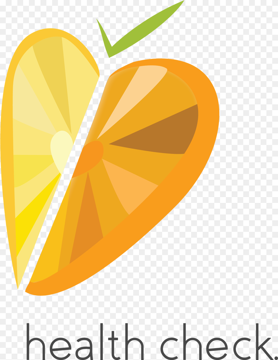 Heart Logo Half A Lemon An Orange With Heart Heart, Leaf, Plant, Food, Fruit Free Png