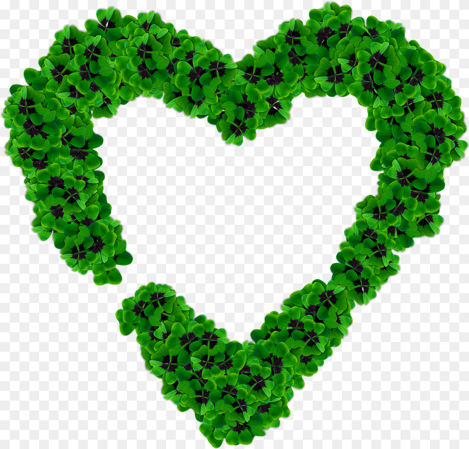 Heart Made Of Dark Green Shamrocks, Plant Png