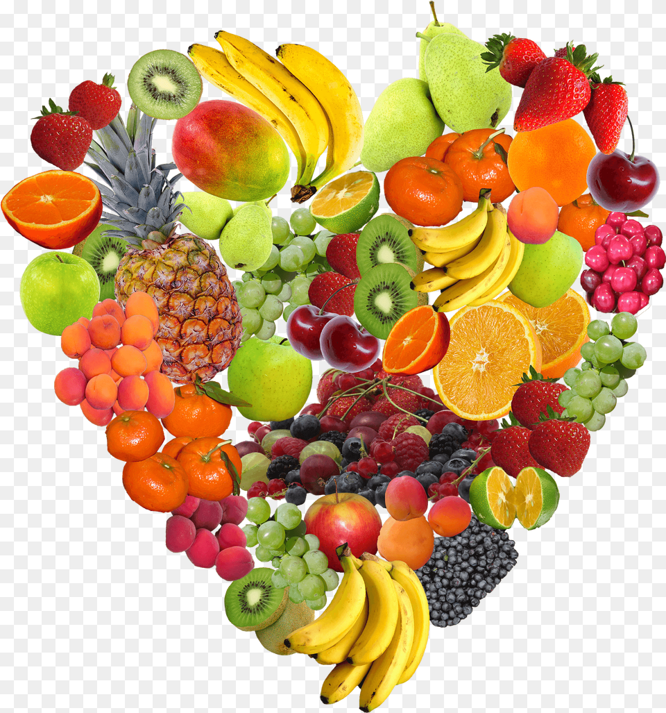 Heart Made Of Fruit Healthy Food Heart, Produce, Plant, Strawberry, Orange Free Transparent Png