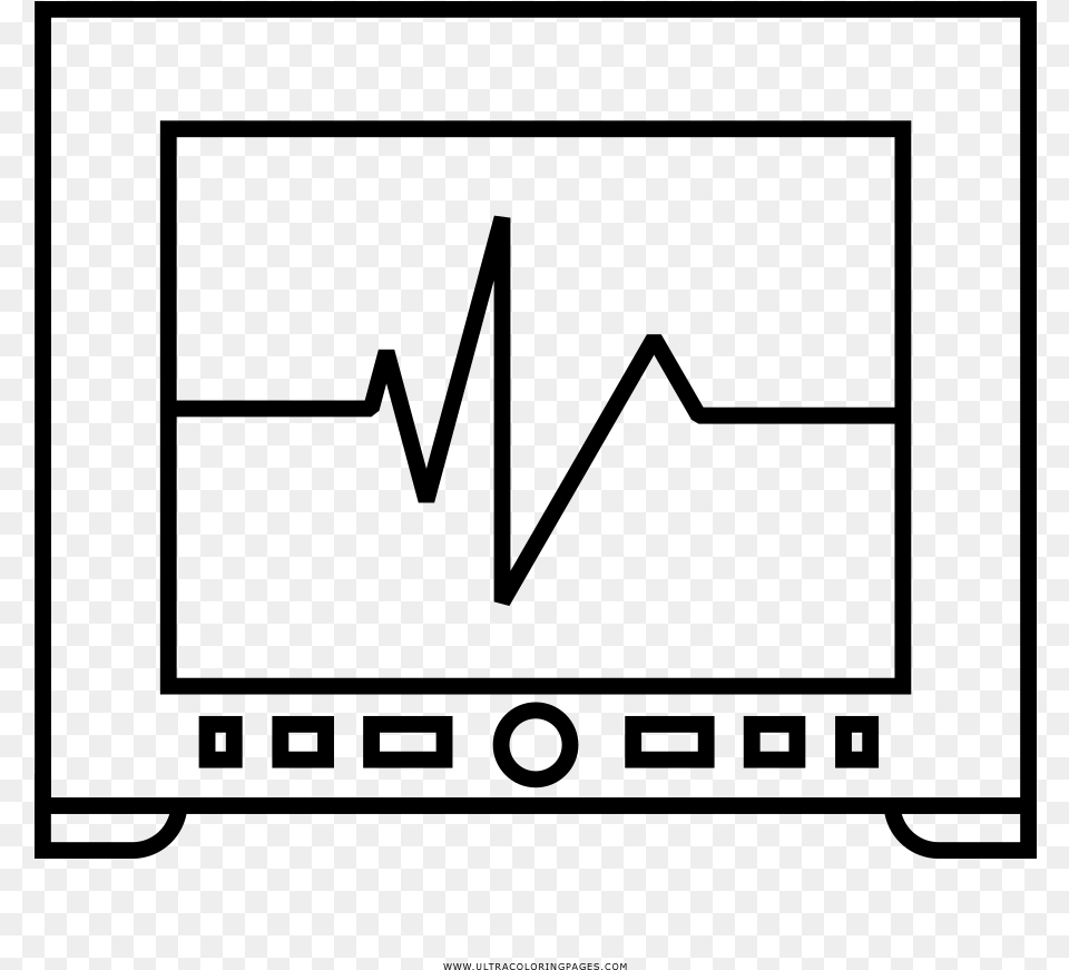 Heart Monitor Coloring Page, Gray Png