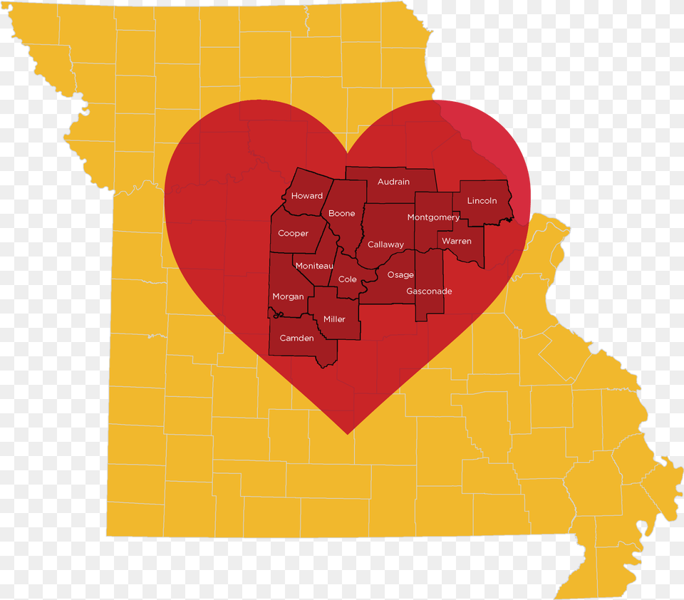 Heart Of Missouri Regional Professional Development Map Of Missouri, Dynamite, Weapon Free Transparent Png