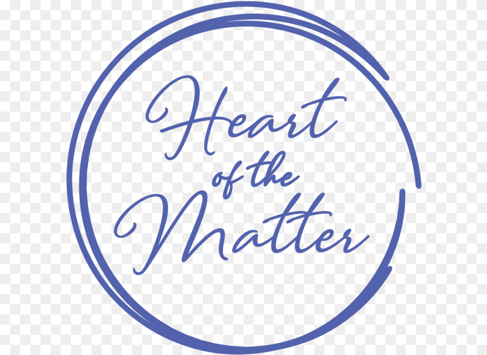 Heart Of The Matter Blue Handwriting, Text Png Image
