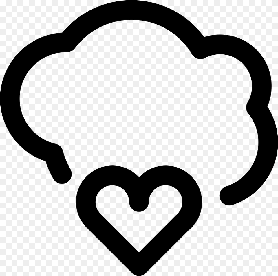 Heart On Cloud Comments Thought Icon, Stencil, Smoke Pipe, Silhouette Free Png