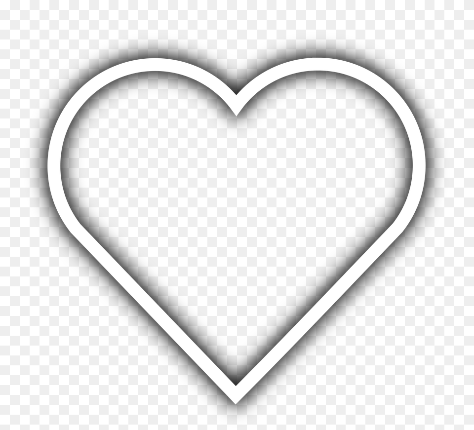 Heart Outline Glowing White Heart Icon, Stencil Png