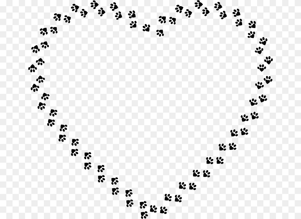 Heart Paw Prints Heart Paw Print Border Heart, Gray Free Png Download