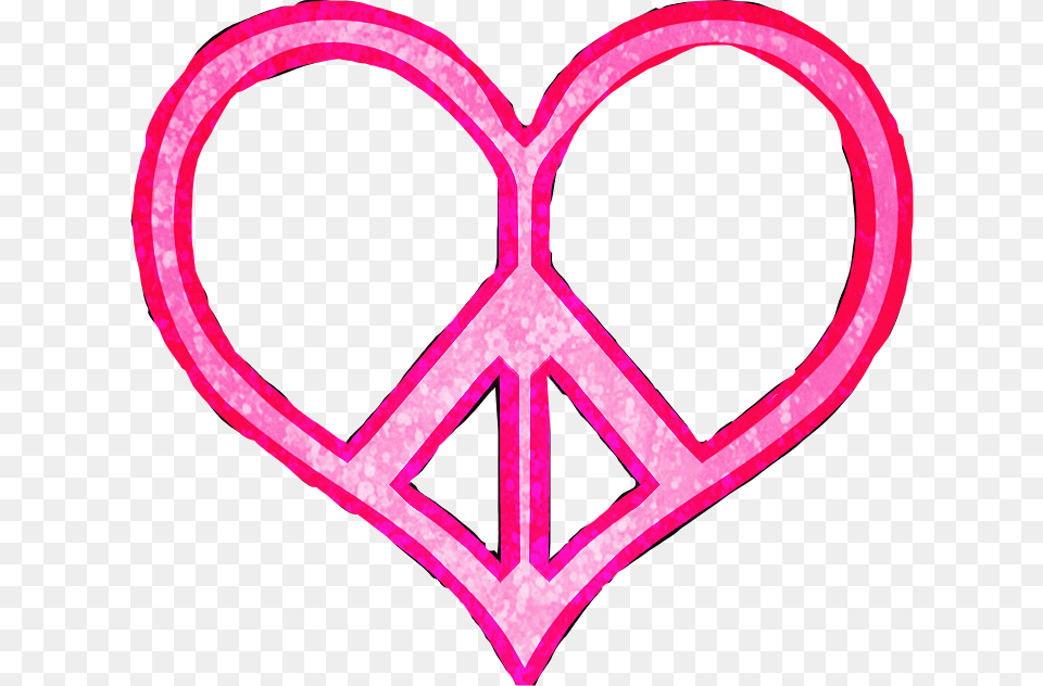 Heart Peace Peacesign Pink Pinkheart Cute Sparkle Heart Pink Peace Sign, Purple Free Png