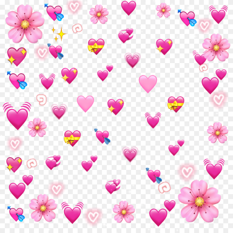 Heart Pink Stars Flower Tumblr Hearts Emoji Heart Emoji Meme Transparent, Petal, Plant, Paper Free Png