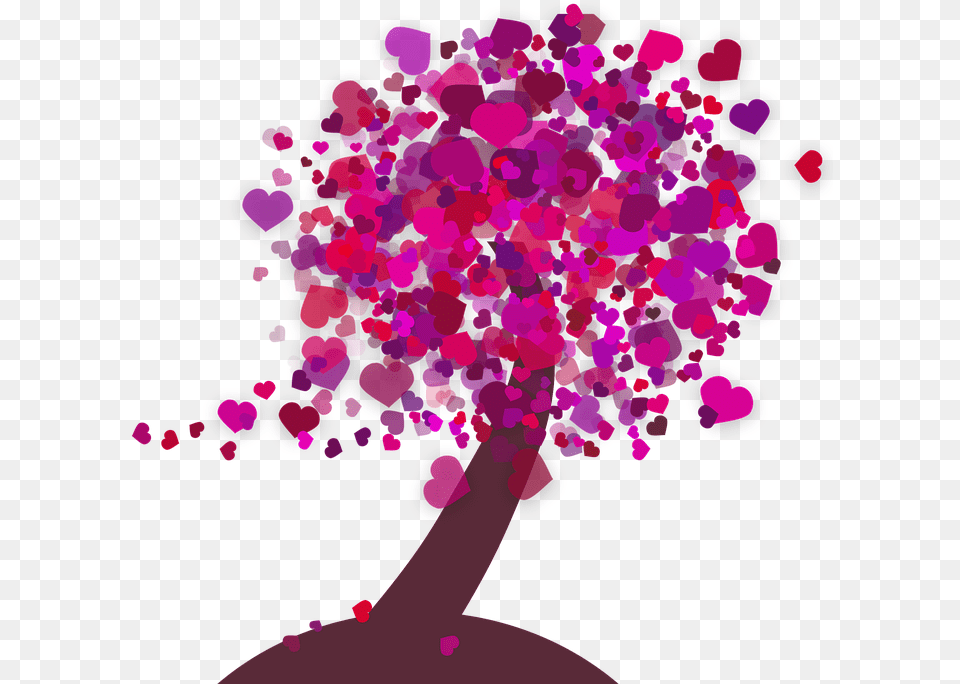 Heart Purple Trees, Paper, Plant, Flower, Confetti Free Png Download