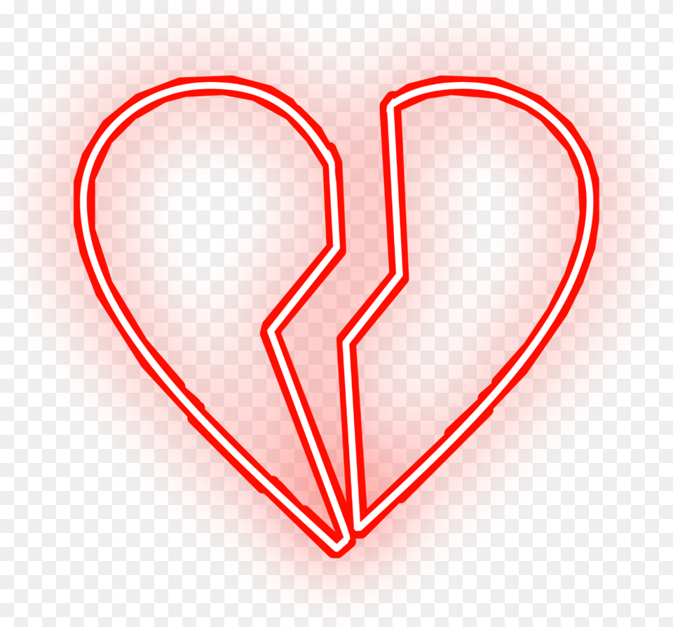 Heart Red Neon Sad Freetoedit Glowing Transparent Neon Broken Heart, Plate Free Png Download