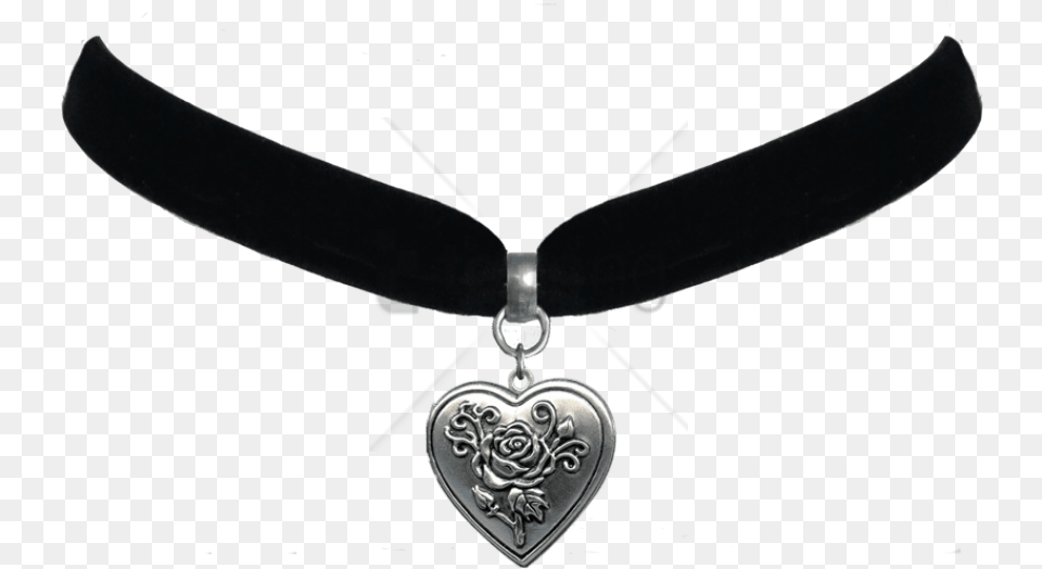 Heart Rose Locket Choker Necklace Image Choker Necklace, Accessories, Pendant, Jewelry, Appliance Png