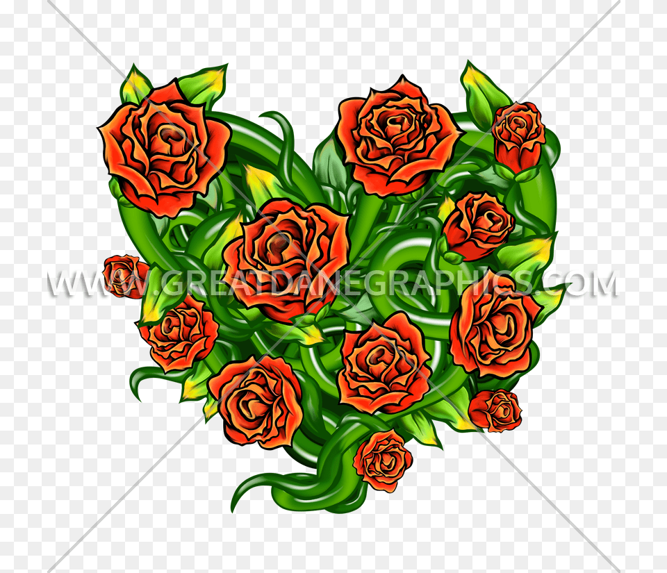 Heart Rose Vine Production Ready Artwork For T Shirt Printing, Art, Floral Design, Flower, Flower Arrangement Free Transparent Png