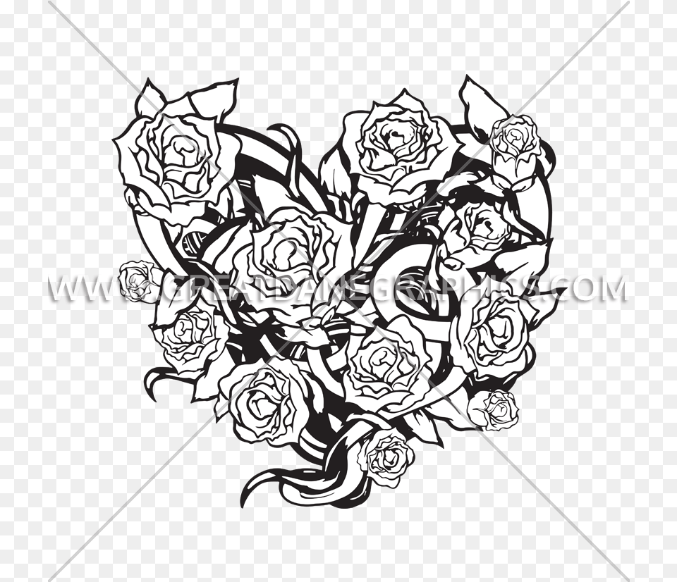 Heart Rose Vine Production Ready Artwork For T Shirt Printing Illustration, Art, Pattern, Floral Design, Graphics Free Png