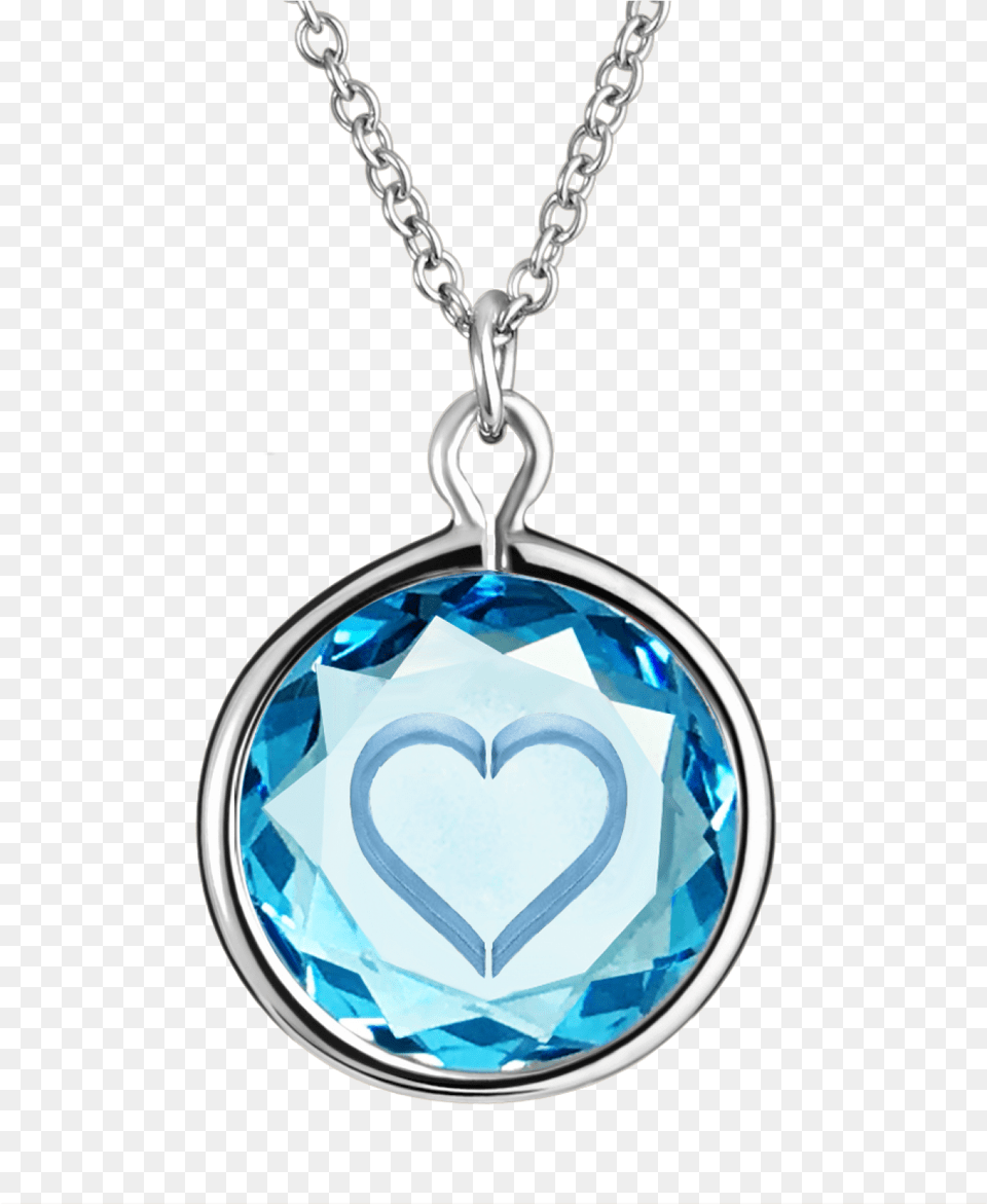 Heart Shape Engraved In Blue Swarovski Crystal With Necklace, Accessories, Jewelry, Pendant, Gemstone Free Png Download