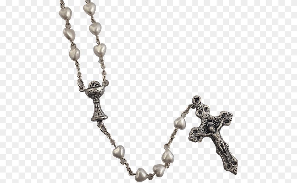 Heart Shape First Communion Rosary Rosario, Accessories, Jewelry, Necklace, Cross Png