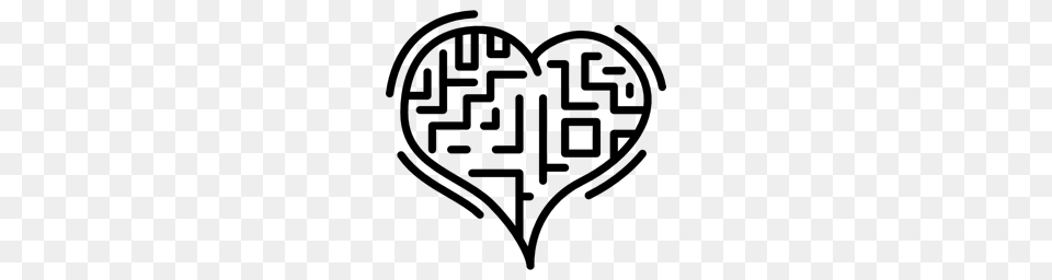 Heart Shape Labyrinth Love Romantic Maze Icon, Gray Free Png Download