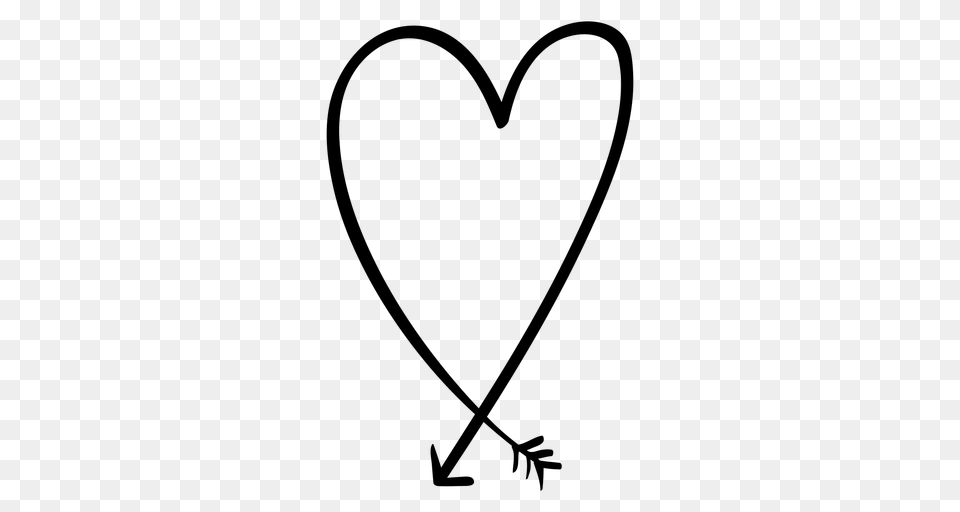 Heart Shaped Arrow Sticker, Gray Png Image