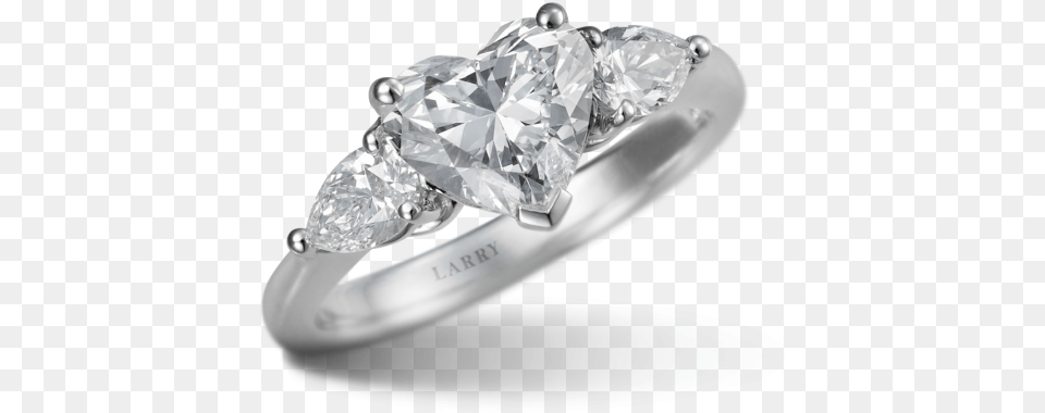 Heart Shaped Diamond Ring Larry Jewelry Ring, Accessories, Gemstone, Silver, Platinum Free Png Download