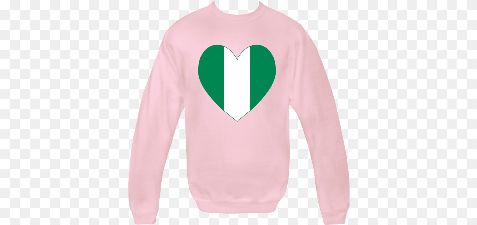 Heart Shaped Flag Of Nigeria With A Green Border The Long Sleeve, Clothing, Knitwear, Long Sleeve, Sweater Free Png Download