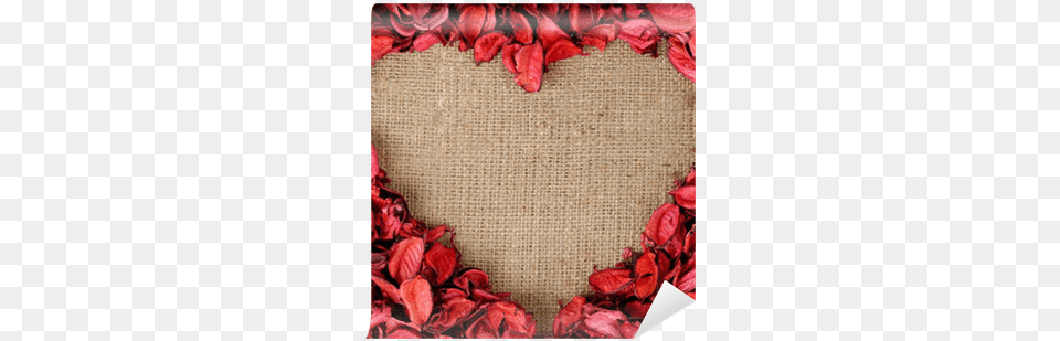 Heart Shaped Frame Made From Red Petals Wall Mural Red Rose Petals Background, Home Decor, Linen, Flower, Petal Png Image