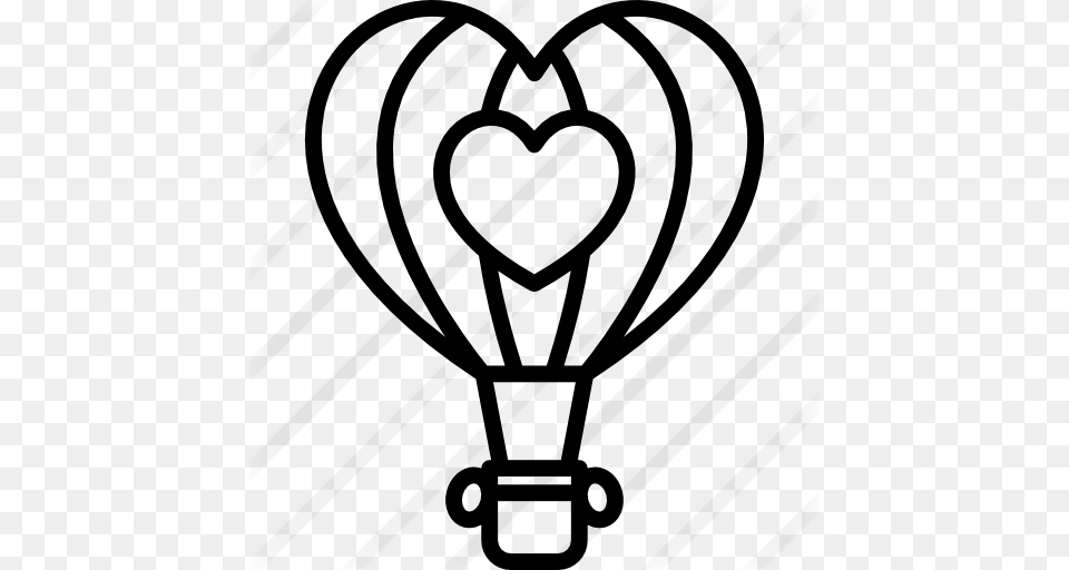 Heart Shaped Hot Air Balloon, Gray Png