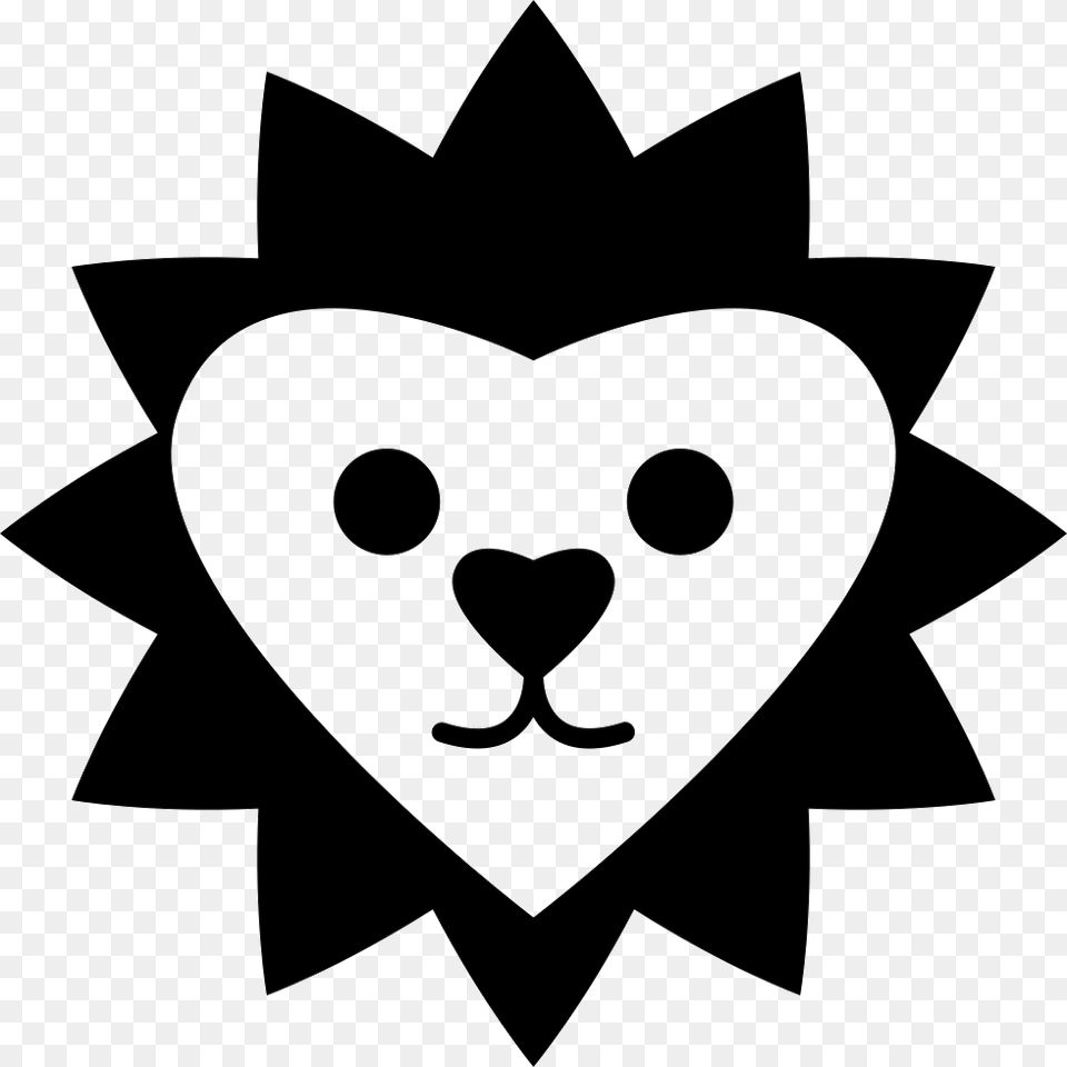 Heart Shaped Lion Face Comments Lion Face Heart, Stencil, Animal, Fish, Sea Life Png Image
