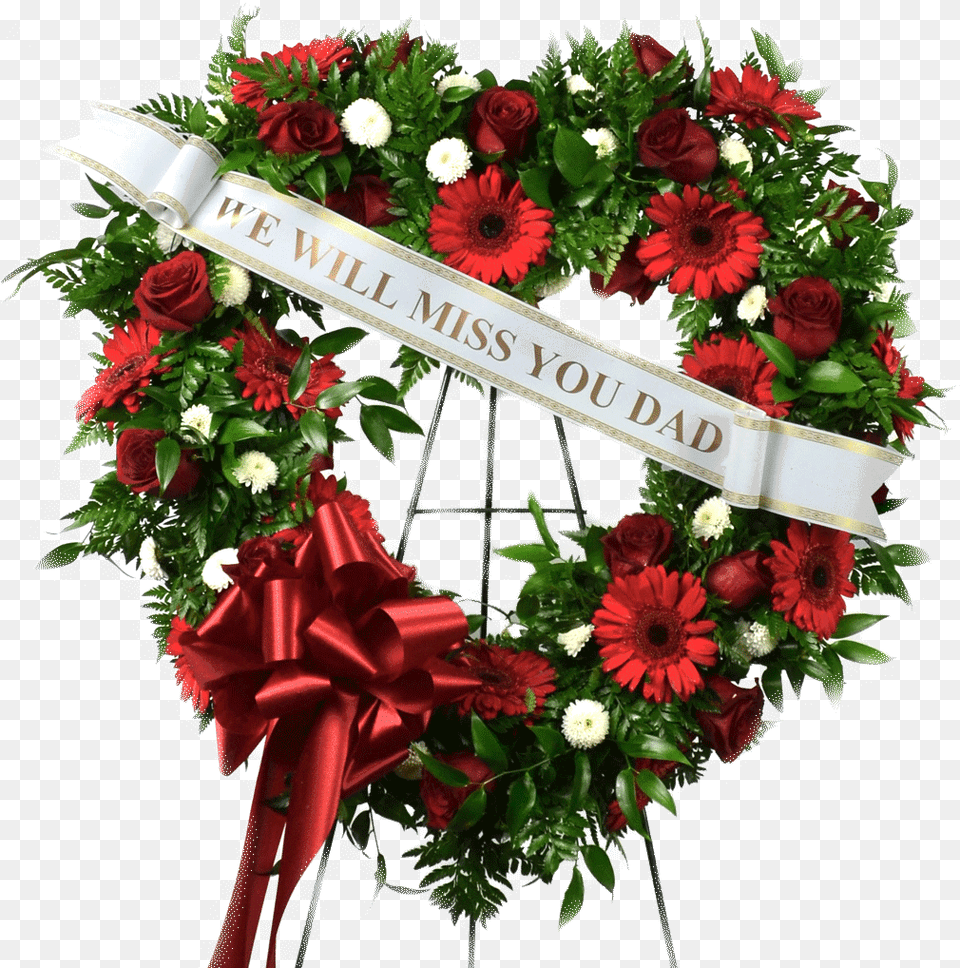 Heart Shaped Standing Wreath Heart Shaped Funeral Wreath, Flower, Plant, Rose, Woman Free Png
