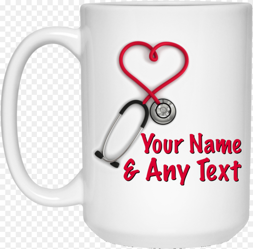 Heart Shaped Stethoscope Your Name And Any Text Nurse Mug Amazon, Cup, Beverage, Coffee, Coffee Cup Png Image