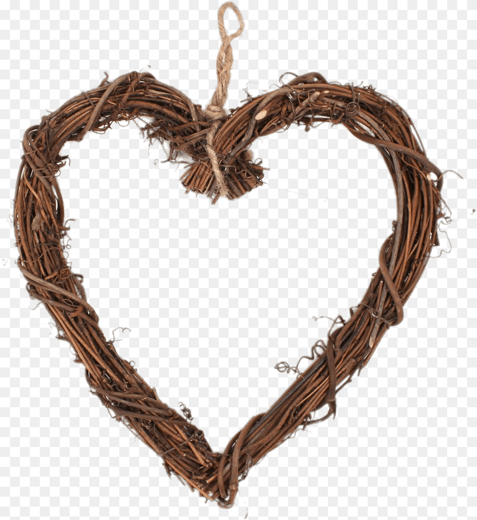 Heart Shaped Wreath Transparent Stickpng Twig Heart Wreath, Rope, Accessories, Jewelry, Necklace Free Png Download