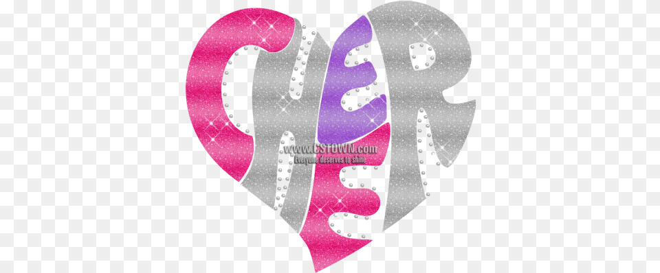 Heart Silhouette Cheer Iron On Glitter Transfer Heart Free Png