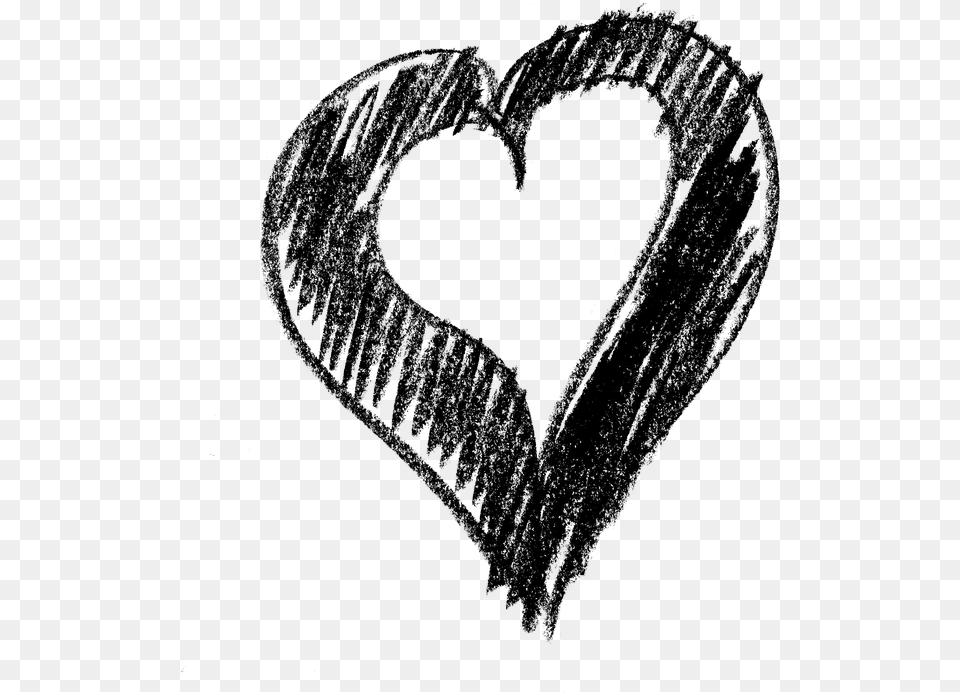 Heart Sketch, Gray Free Png Download