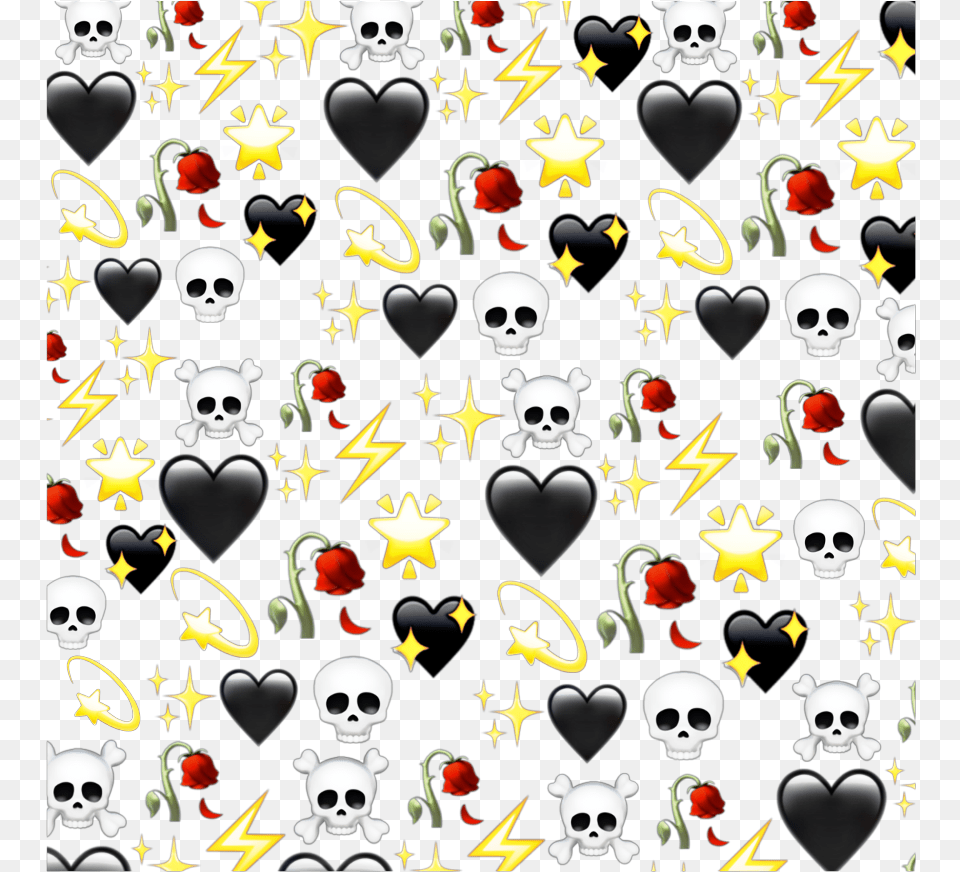 Heart Skull Star Rose Black Red Yellow White Transparent Background Aesthetic Stickers Free Png