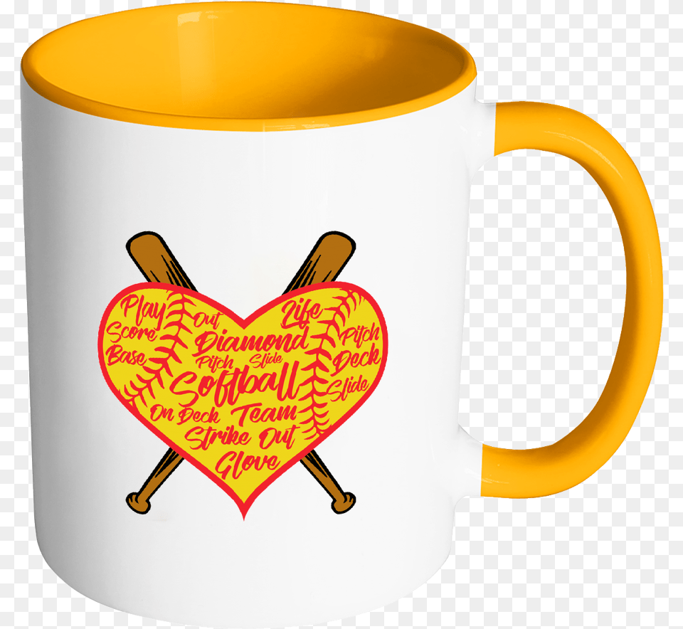 Heart Softball Picture Freeuse Download Mug, Cup, Beverage, Coffee, Coffee Cup Free Transparent Png