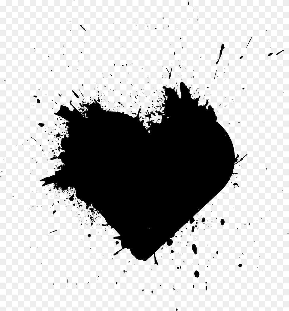 Heart Splatter Paint Black, Gray Free Png