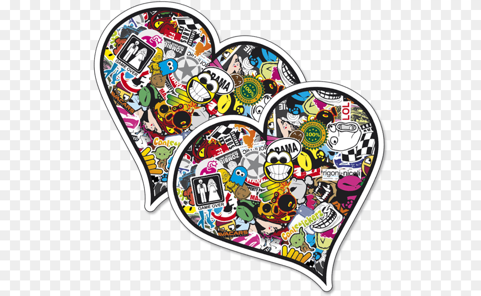 Heart Sticker Bomb Bryta Store Mega Cool Bumper Laptop Car Graffiti Stickers, Art, Cap, Clothing, Doodle Png Image