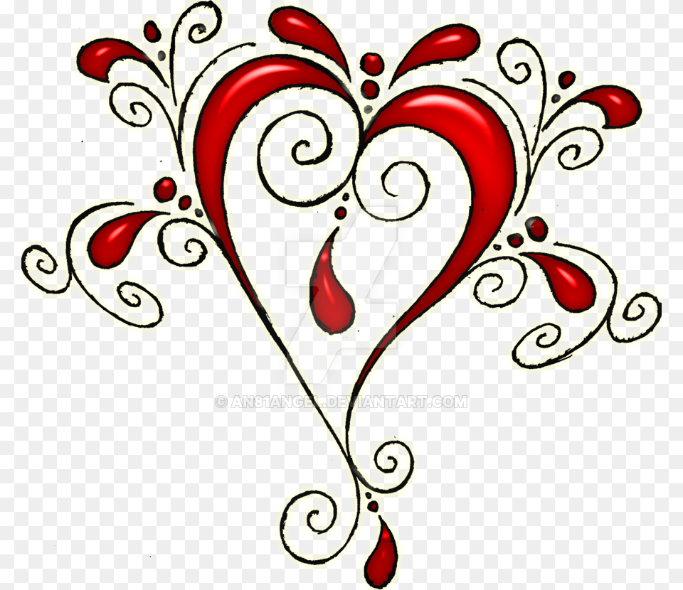 Heart Swirls Red Black By An81angel Clip Clip Art, Floral Design, Graphics, Pattern Free Transparent Png