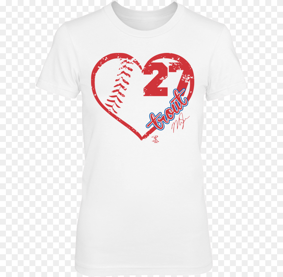 Heart Team Mike Trout T Shirt Francisco Lindor Autographed Jersey, Clothing, T-shirt, Symbol Free Transparent Png