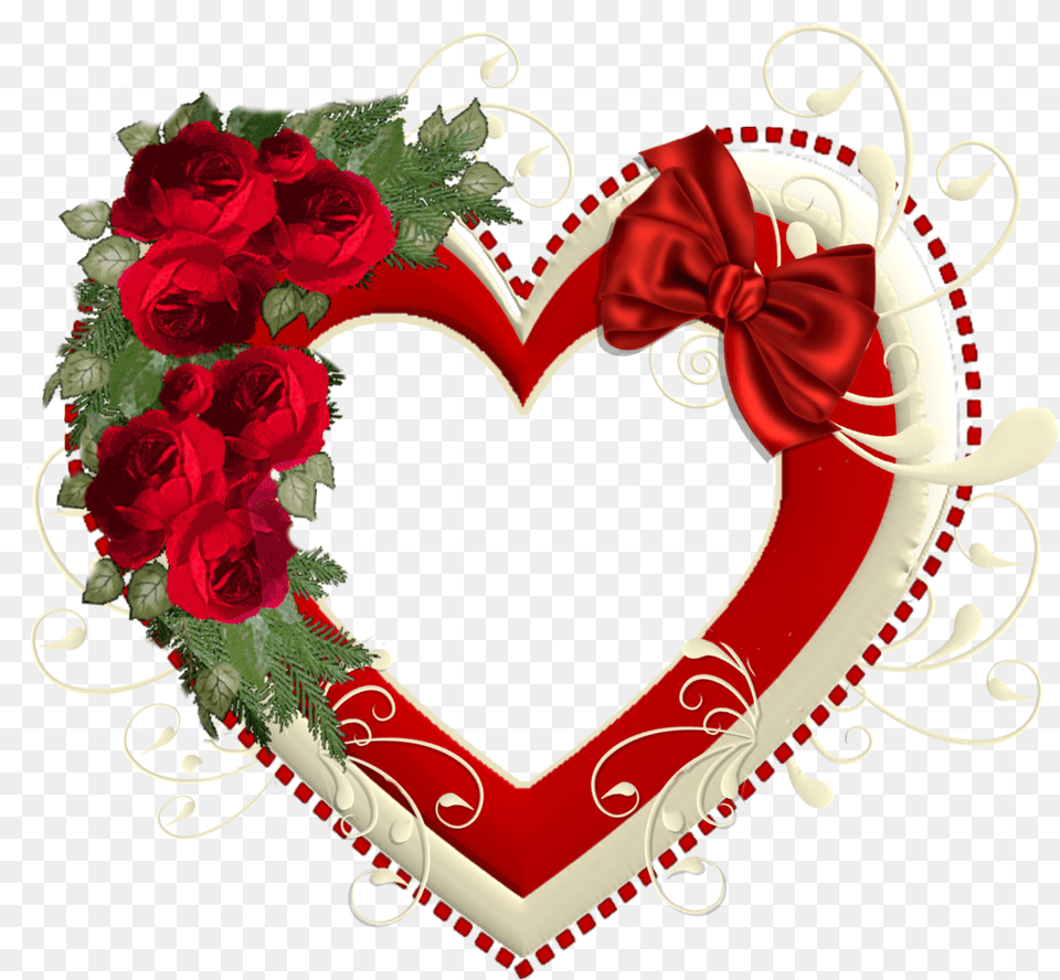 Heart Transparent Frame With Red Roses Dil, Flower, Plant, Rose, Pattern Free Png Download