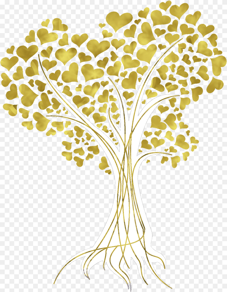 Heart Tree In Gold By Yapity Vector Black Tree With Heart, Art, Floral Design, Graphics, Pattern Free Transparent Png