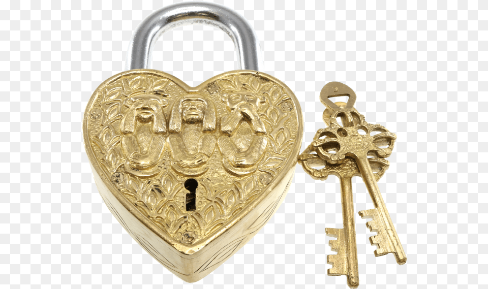 Heart Trick Padlock Monkey Heart Brass Lock, Accessories, Jewelry, Locket, Pendant Png